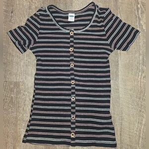 Old Navy Black and Pink Striped Cardigan
